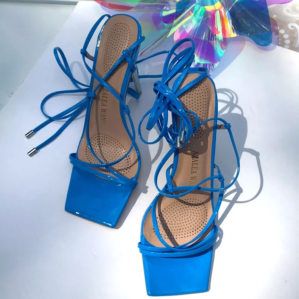 AZALEA WANG All Through The Night Stiletto Sandal in Blue - Picture 11 of 14